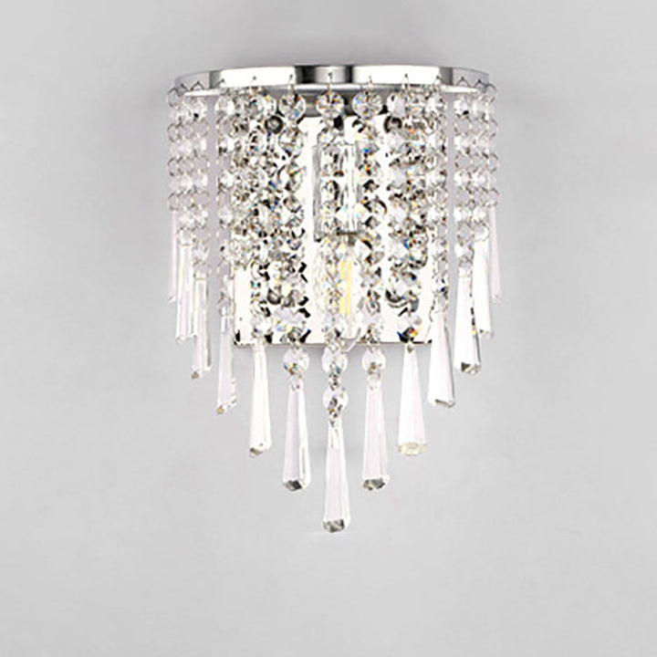 Skanto | Moderne Luksus Semi-Rund Octagonal Perle Rustfritt Stål Krystall 1-lys Vegglampe for Stue