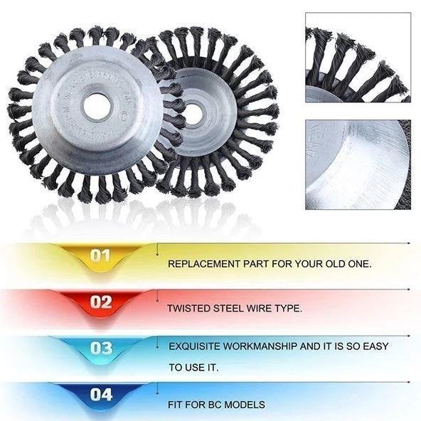 SteelTwist Ugressbørste – 360° Trimmerblad av Flettet Stål (15 cm) | Skanto