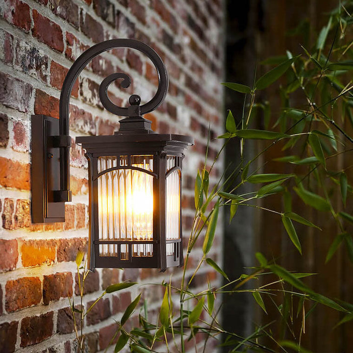 Moderne firkantet aluminiums glass utskåret 1-lampe utendørs vanntett vegglampe | Skanto