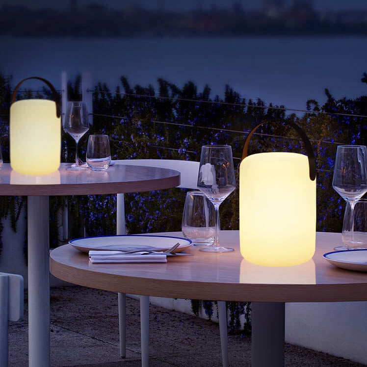 Moderne Enkelhet Plast Rund Kvadratisk Hånd LED Bordlampe For Utendørs Terrasse | Skanto