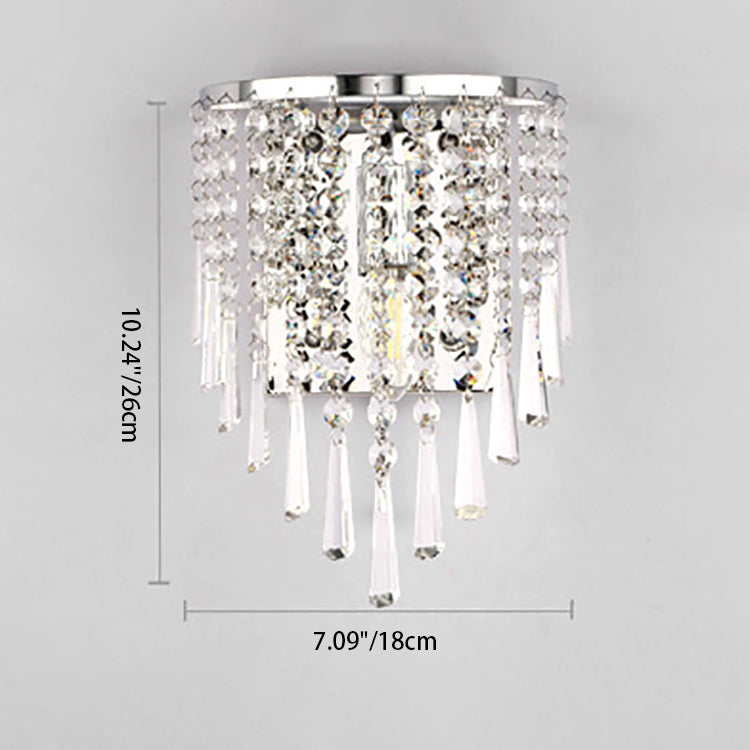 Skanto | Moderne Luksus Semi-Rund Octagonal Perle Rustfritt Stål Krystall 1-lys Vegglampe for Stue