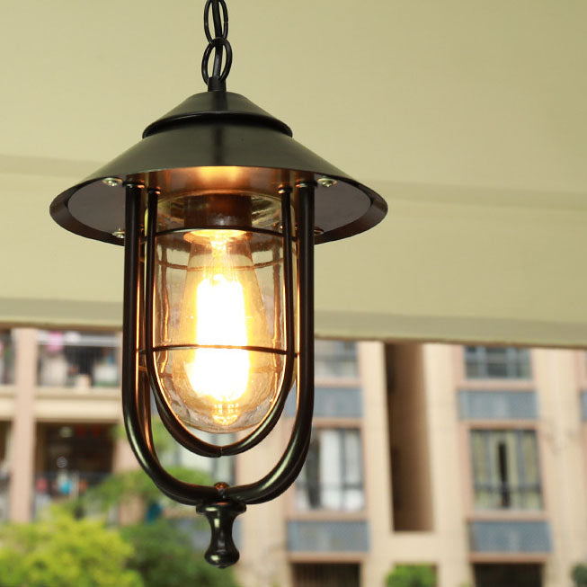 Industriell vintage aluminium bur glass 1-lampe utendørs vanntett pendellampe | Skanto