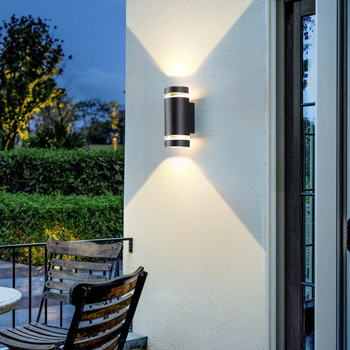 Samtidig industriell vanntett aluminiumsylinder LED opp og ned lyssterk spotlight vegglampe for utendørs terrasse | Skanto