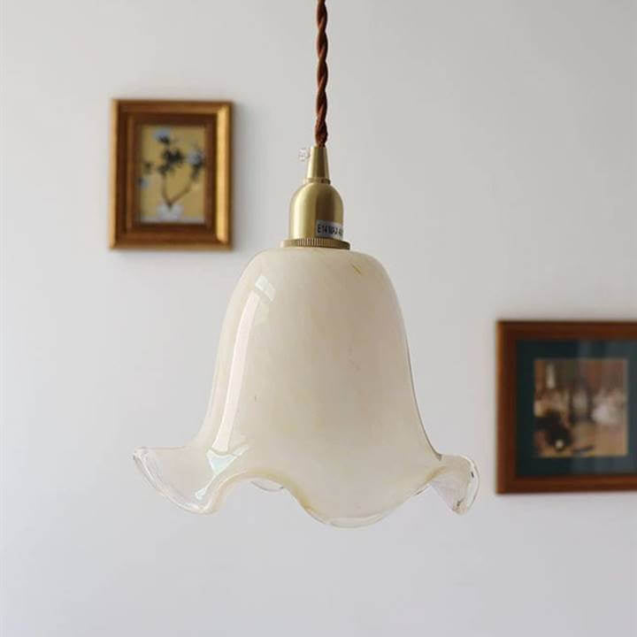 Skanto | Vintage Kreativ Blomst Messing Glass 1-Lampe Pendellampe