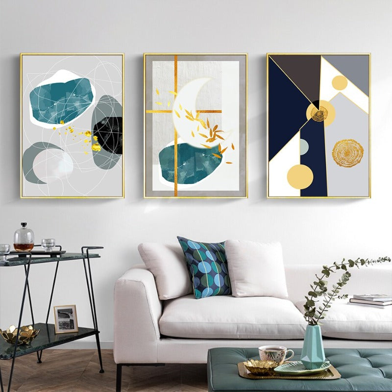 Geometriske Fargerike Design - Lerretsveggkunst Maleri