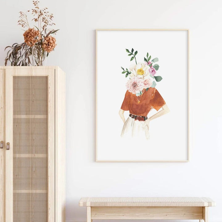 Rosa Trendy Kvinne Trykk Kvinner Mote - Lerret Veggkunst Maleri