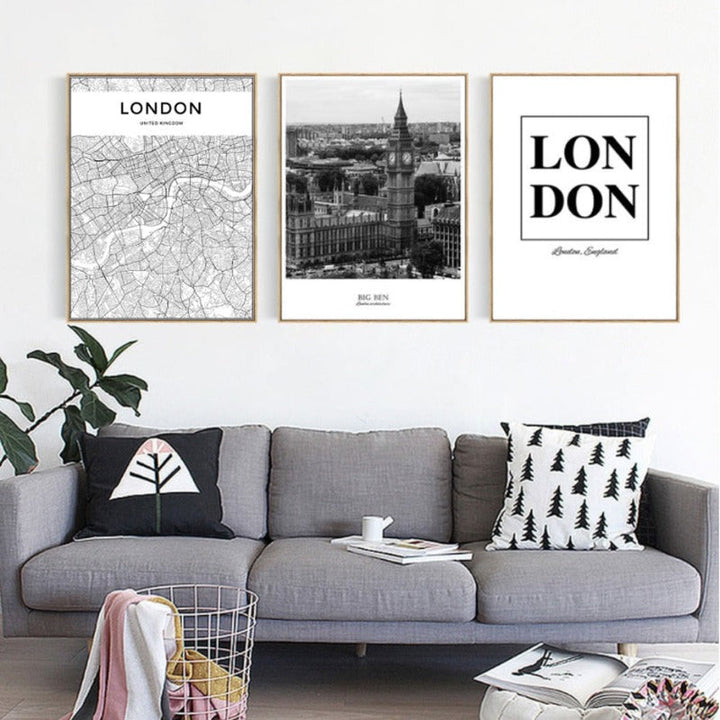 London Kart Landskap - Lerret Veggkunst Maleri