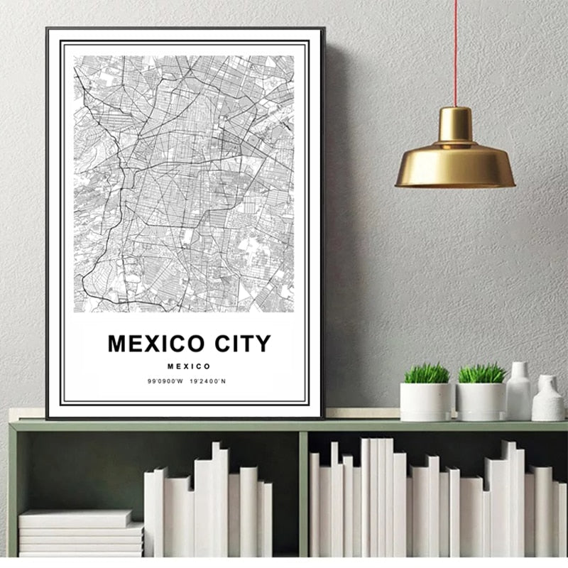 Mexiko by Kart Mexiko Trykk Kunst - Lerret Veggkunst Maleri