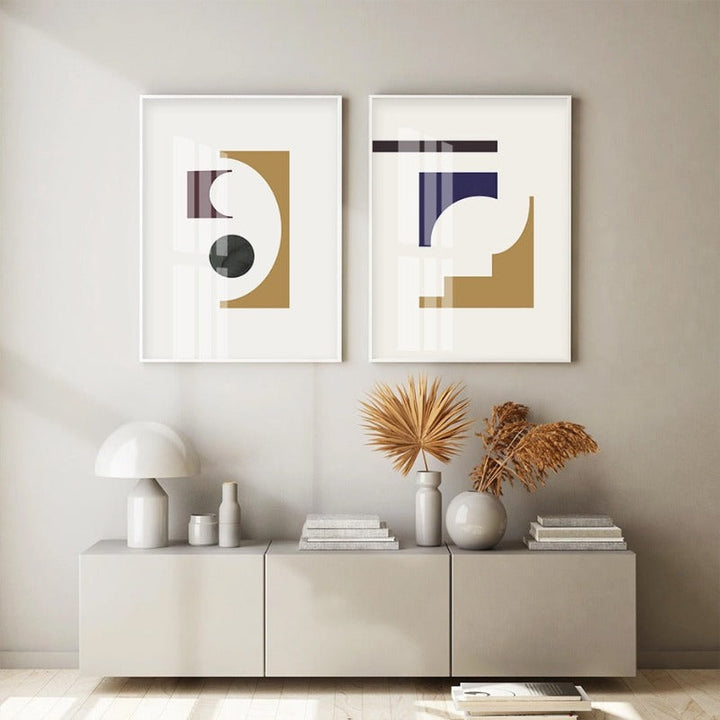 Geometrisk Grafikk Abstrakt Minimalistisk Galleri - Lerret Veggkunst Maleri