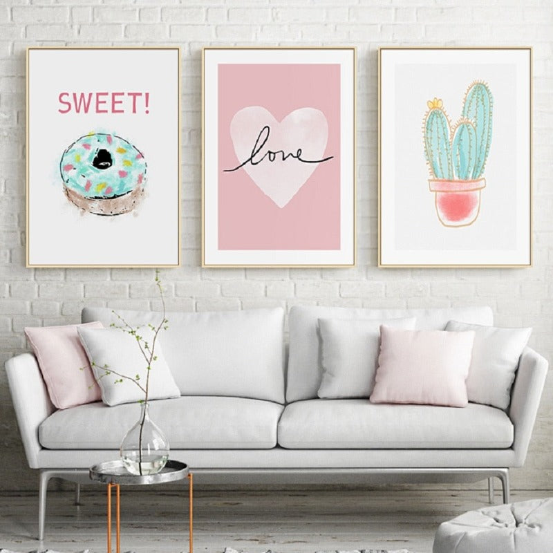 Pink Sweet-Heart Skandinavia - Lærred Veggkunst Maleri