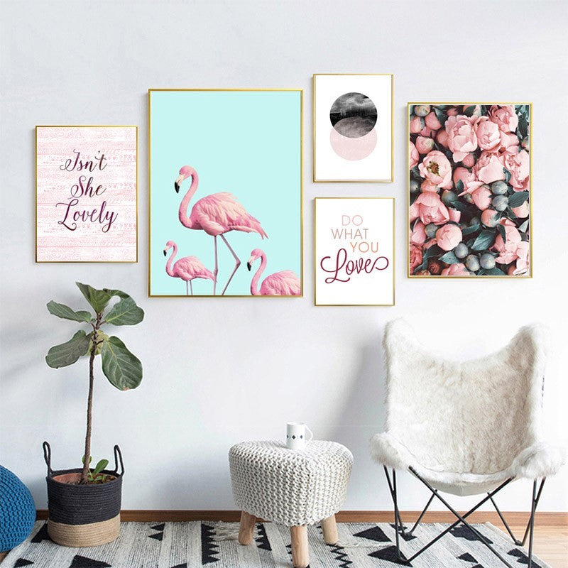 Nordisk varm rosa flamingo - lerretbilde