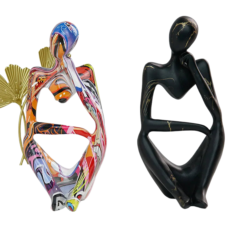 Skanto | Fargerik Graffiti Abstrakt Harpiks Håndlagde Kunstverk Skulptur Tenkeren Figur Statue Hjemmedekorasjon Innendørs Kontor Skrivebord Smykker
