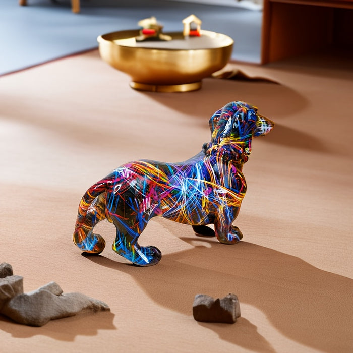 Norvo | Dachshund Delight – Fargerik Dachshund-skulptur for en Lekfull Atmosfære i Hjemmet