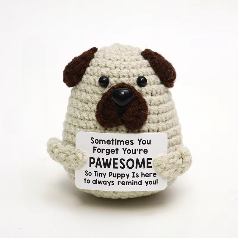 Skanto | Charming Handmade Crocheted Hedgehog Doll with Positive Affirmation Card