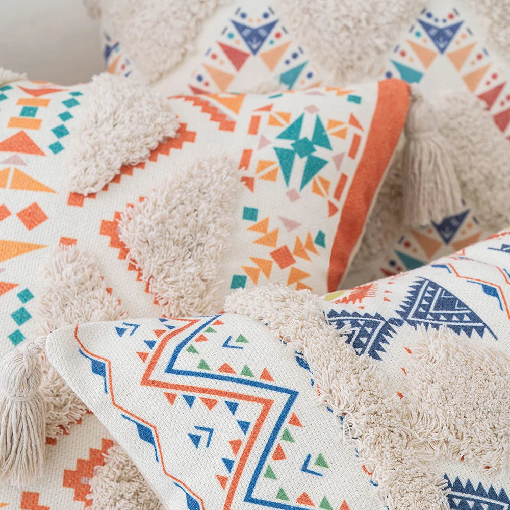 Skanto | Boho Geometrisk Tuftet Putetrekk – Dekorativt Putetrekk for Hjem og Sofa