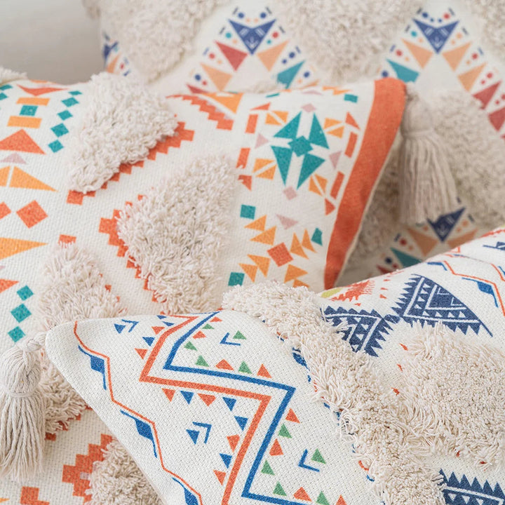 Skanto | Boho Geometrisk Tuftet Putetrekk – Dekorativt Putetrekk for Hjem og Sofa
