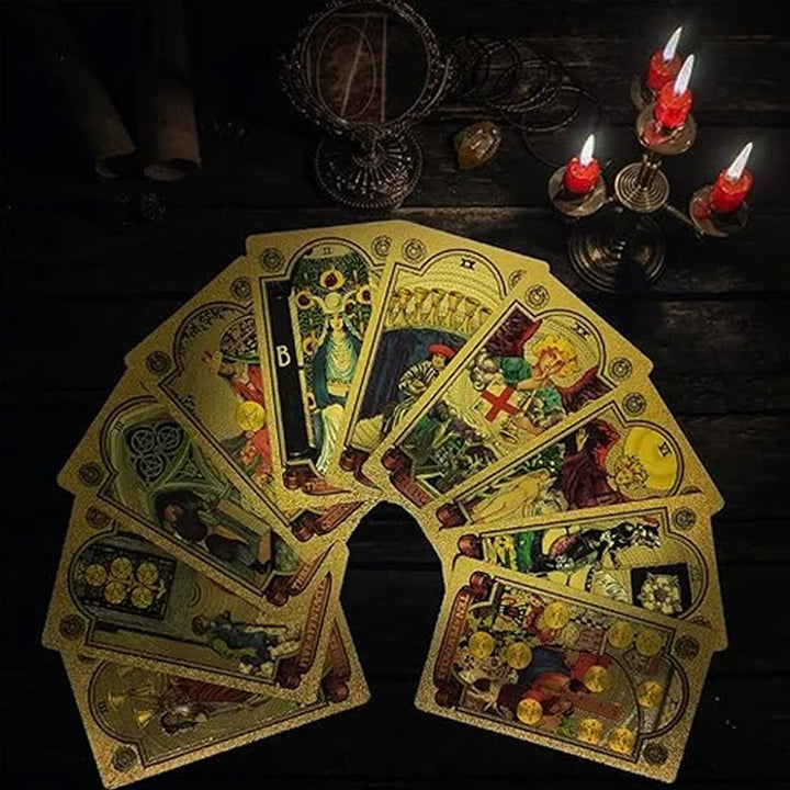 Skanto | Utforsk den mystiske verden av tarot Gullfarget tarot