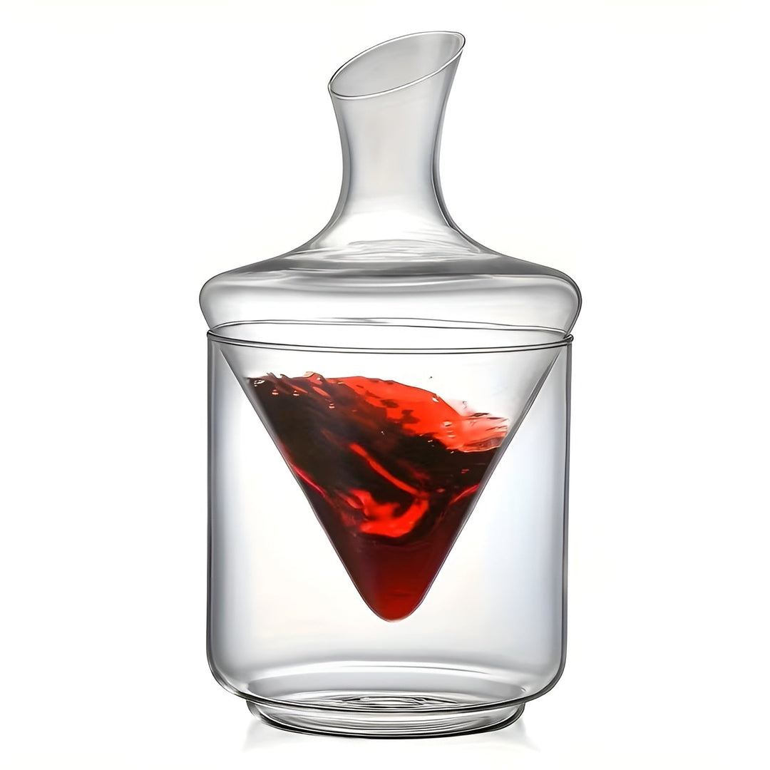 Vinkaraffel med Rask Lufting – Elegant Vanndfallsdesign laget av Glass | For Mer Intenst Aroma og Stilfull Vin Nytelse | Skanto