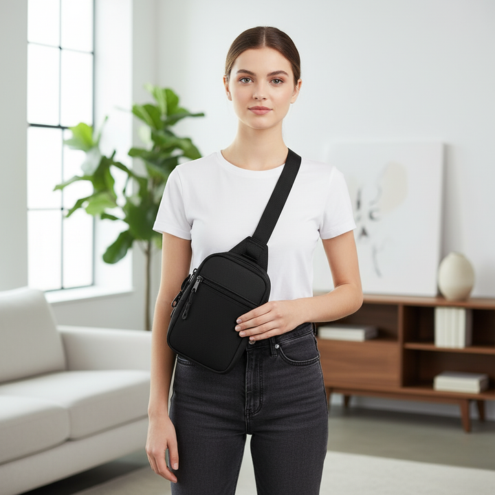 Skanto | Kompakt Sling Bag for Enkel Organisering Mens Du Reiser