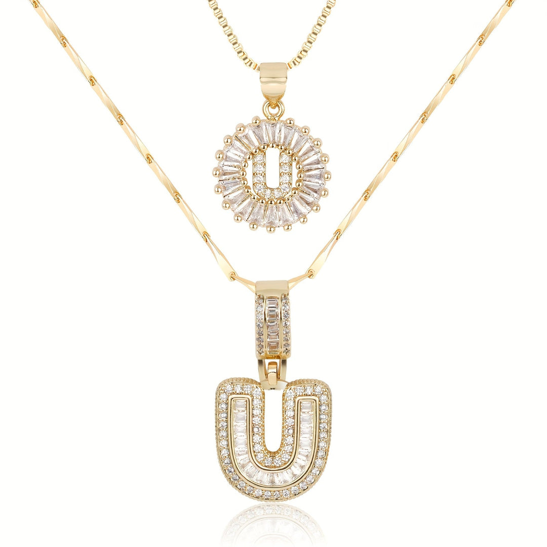 Skanto | 2pc 14k Diamant Bokstav Initial Halskjeder
