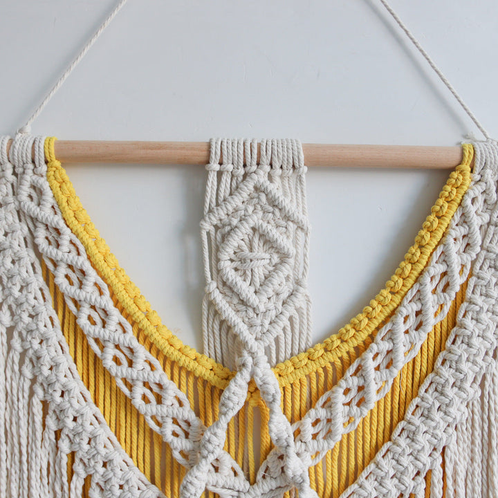 Skanto | Gul Stort Makrame Veggteppe Tapestry