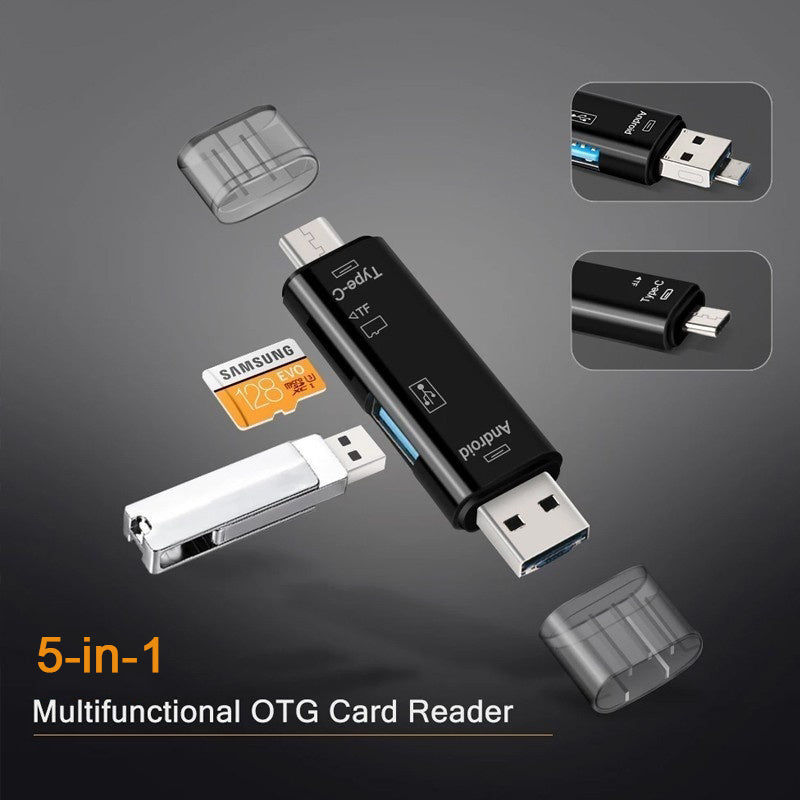 5 i 1 Micro SD kortleser med 32 GB SD-kort Skanto