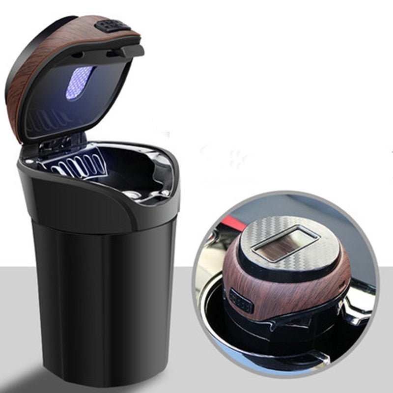 Norvo | Avtakbar Rustfritt Stål Bil Askebeger med Lok og LED Lys, Drevet