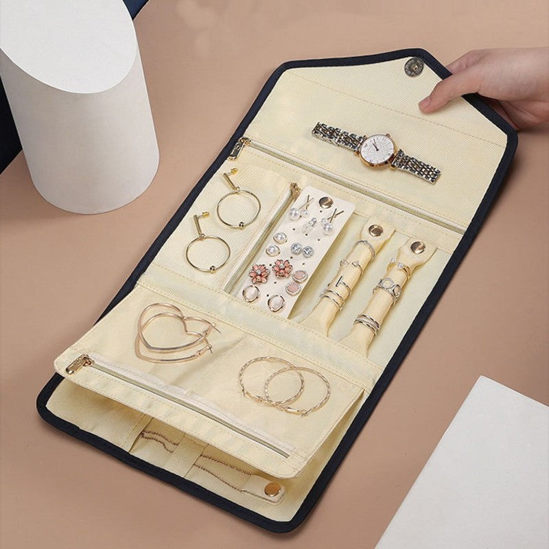 Skanto | Sammenleggbar Smykk lagringspose, Rull sammen Organizer Pouch, for Halskjeder, Øredobber, Armbånd, Ringer, Kjettinger, Brosjer og Mer