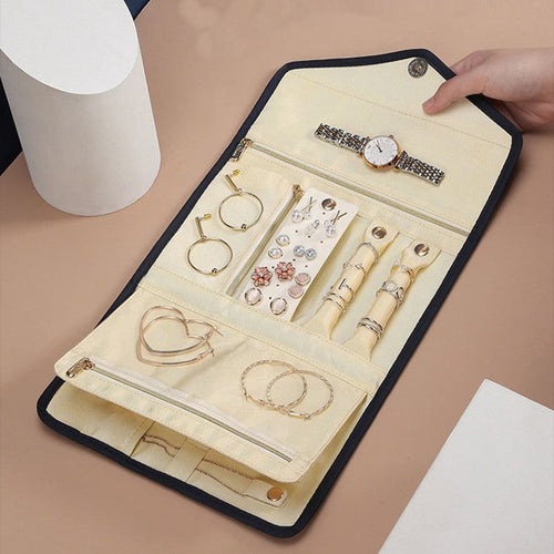 Skanto | Sammenleggbar Smykk lagringspose, Rull sammen Organizer Pouch, for Halskjeder, Øredobber, Armbånd, Ringer, Kjettinger, Brosjer og Mer