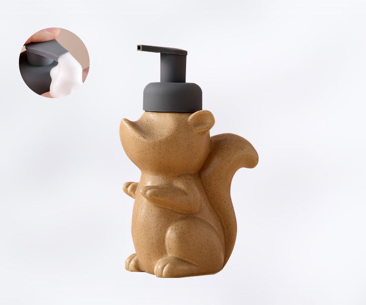 Skanto | Keramisk Såpedispenser, Ekorre Skum Pumpe Baderomsflaske, Dyre Design, Påfyllbar Gjenbrukbar Lotion Pumpe for Bad Kjøkken, 510ml/17.2oz