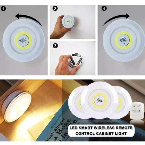 3 stk trådløse LED-lamper kleslys med fjernkontroll Skanto