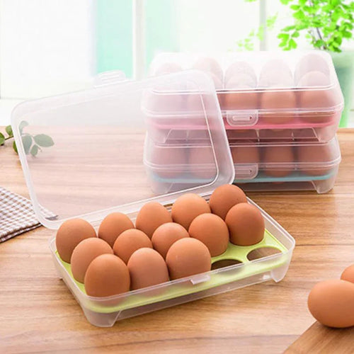 15 Ruten Bærbar Eggoppbevaringsboks Eggfresh Boks Kjøleskap Brett Beholder Dobbel Lager Eggkryperbol