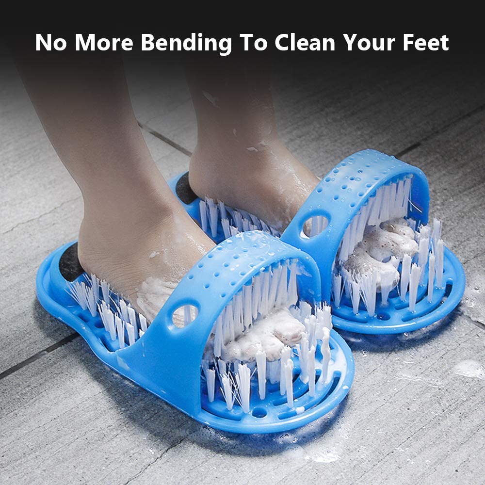 Easy Feet Rengjøringsbørste Eksfolierende Fotmassasje Slipper for Unisex Voksne, 1 Pc (Blå) Skanto