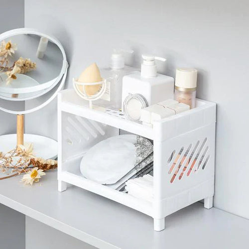 Dobbel Lag Plastic Stroge Organizer Shelf Skanto
