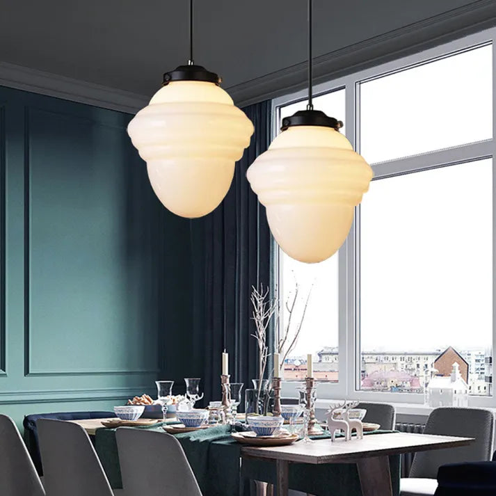 Vintage Geometrisk Hengelampe laget av Matt Glass – Retro Pendellampe for Spisestue | Skanto