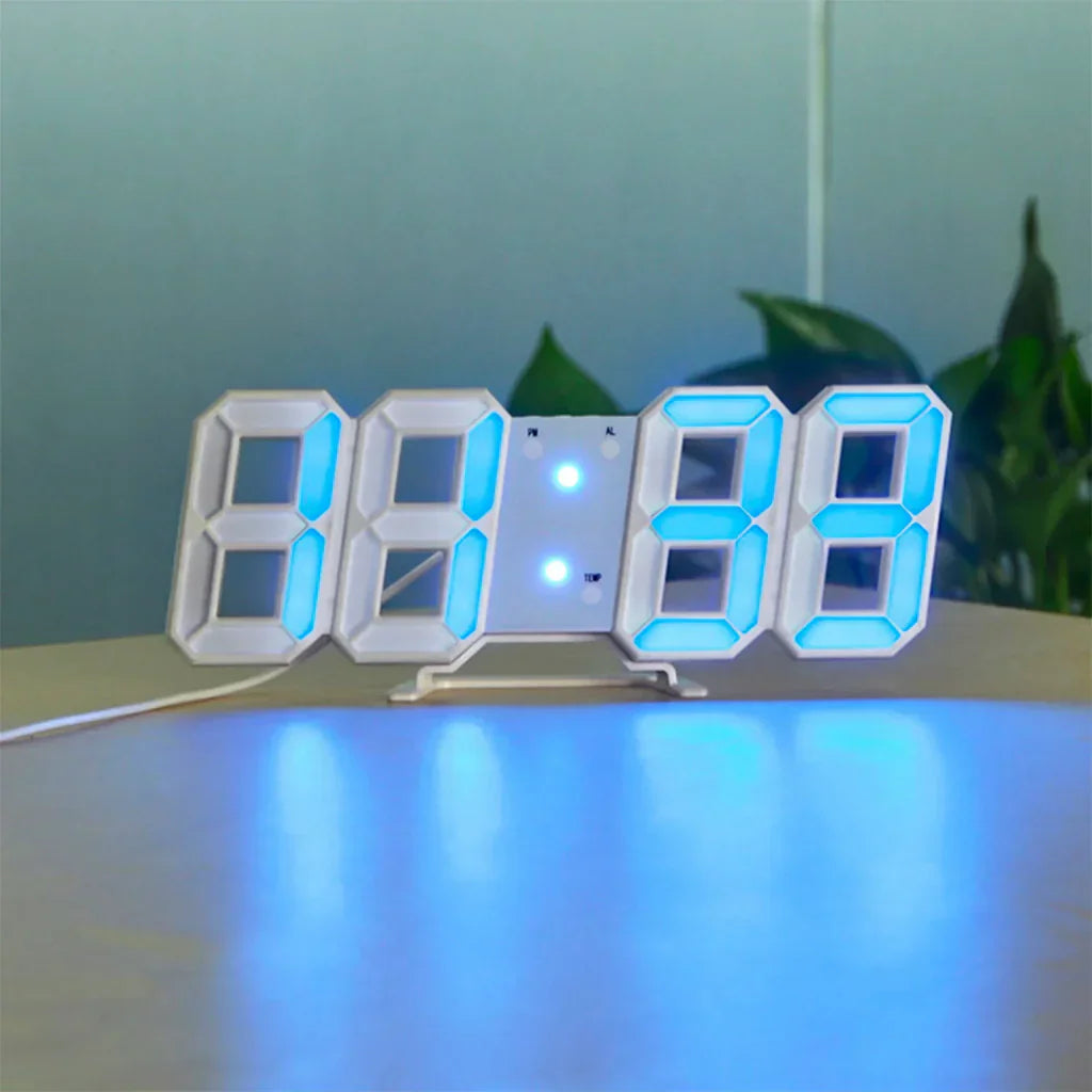 Skanto | TimeGlow 3D LED Veggklokke – Digital klokke med justerbart lys