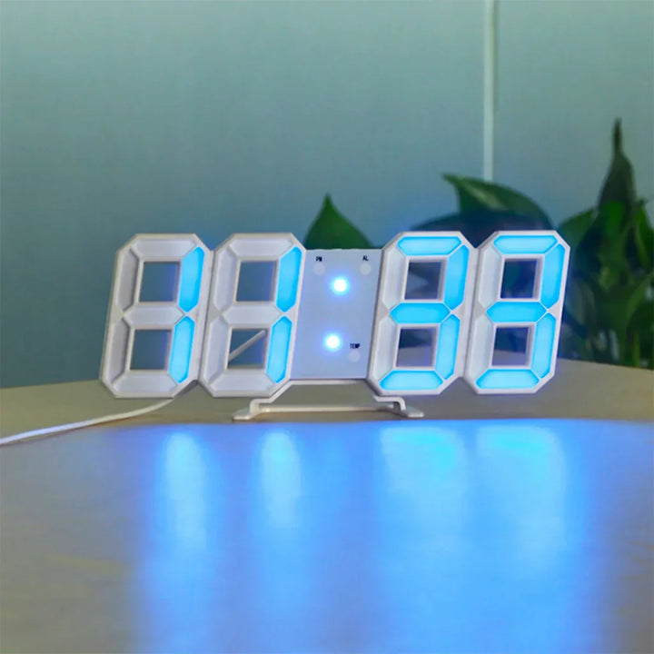 Skanto | TimeGlow 3D LED Veggklokke – Digital klokke med justerbart lys