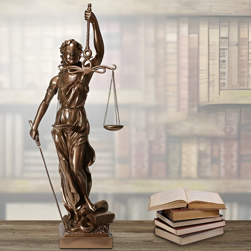 Statue av Godin of Justice – En elegant dekorativ skulptur av Justitia