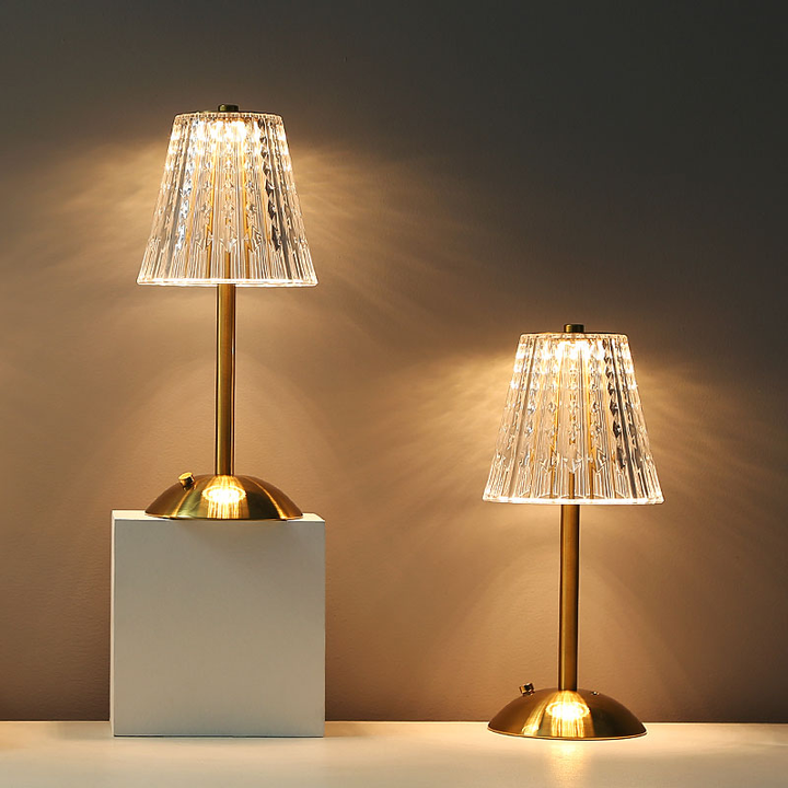 Skanto | Vintage Krystall LED Bordlampe med Justerbar Lysstyrke