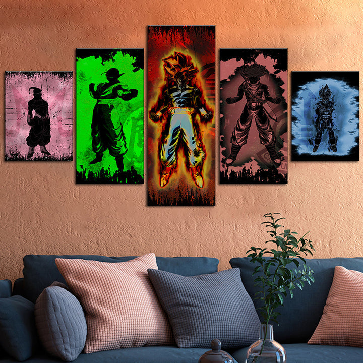Dragon Ball Z Silhuetter - Canvas Veggkunst Maleri