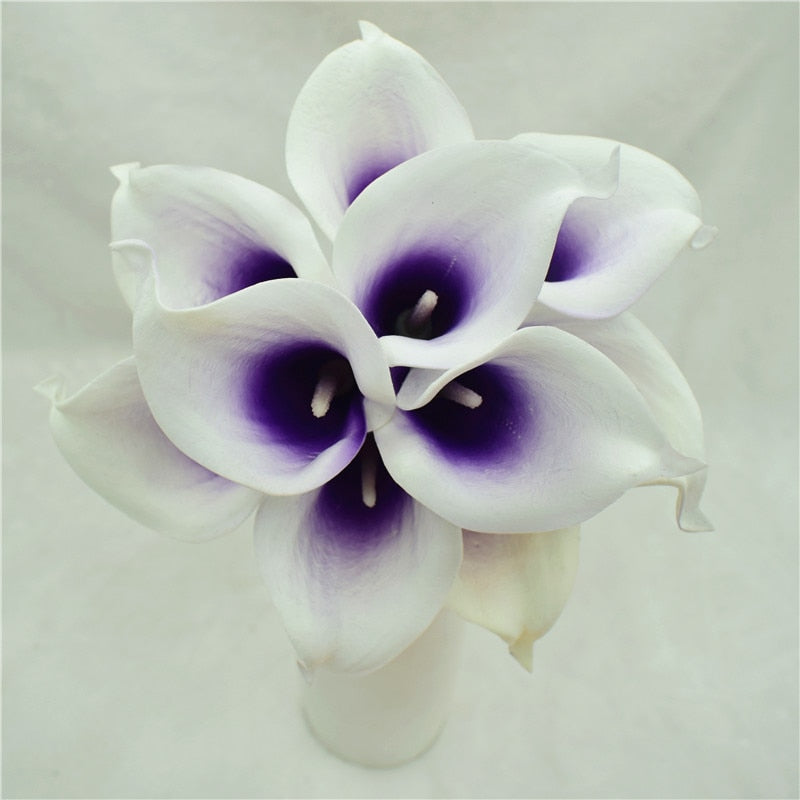 Norvo | 10 marineblå Calla lilje PU Real Touch blomster bryllupsdekorasjon buketter borddekorasjon kunstige blomster hjemmedekor