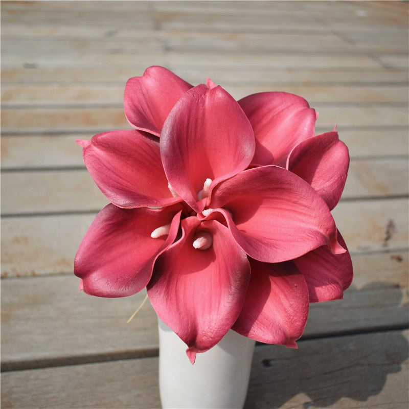 Norvo | 10 marineblå Calla lilje PU Real Touch blomster bryllupsdekorasjon buketter borddekorasjon kunstige blomster hjemmedekor