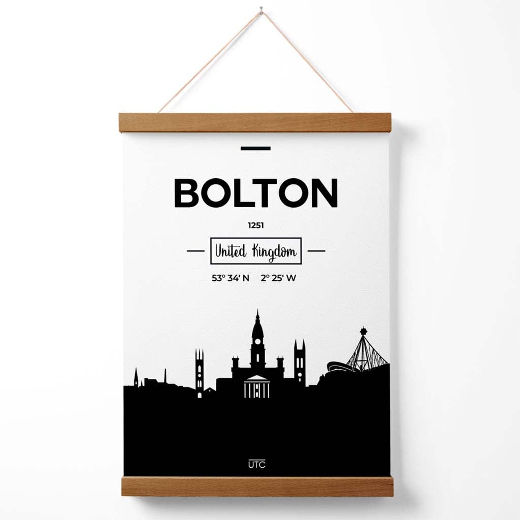 Bolton svart-hvitt bybildeplakat med oppheng