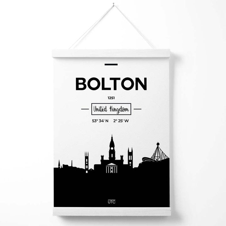 Bolton svart-hvitt bybildeplakat med oppheng