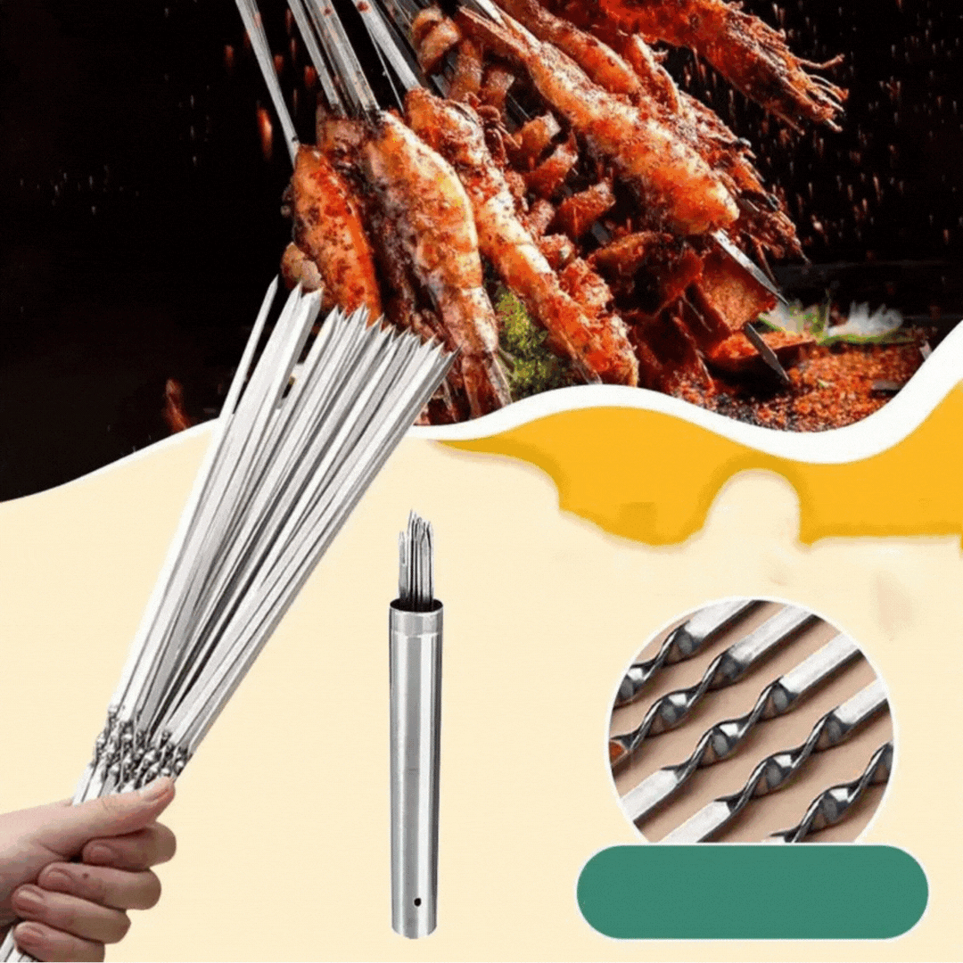 Skanto | Rustfritt Stål BBQ Verktøy Grill Spyd 10 Stykker