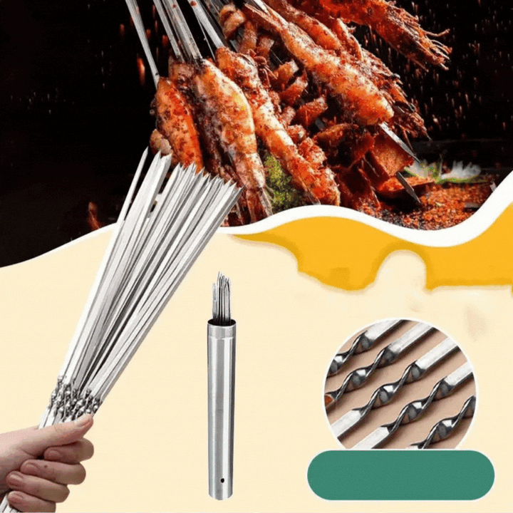 Skanto | Rustfritt Stål BBQ Verktøy Grill Spyd 10 Stykker