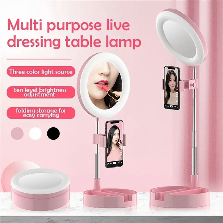 Selfie Ring Light med Makeup Speil & Telefon Holder Kit Skanto