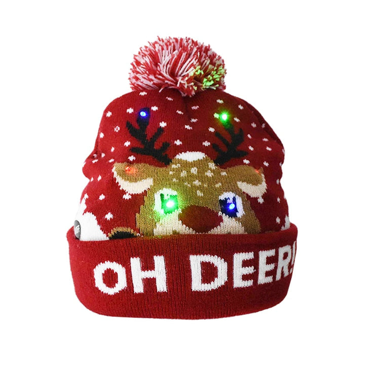 Skanto | 🎅LED Jule Strikkede Luer Lys opp Jule Beanie