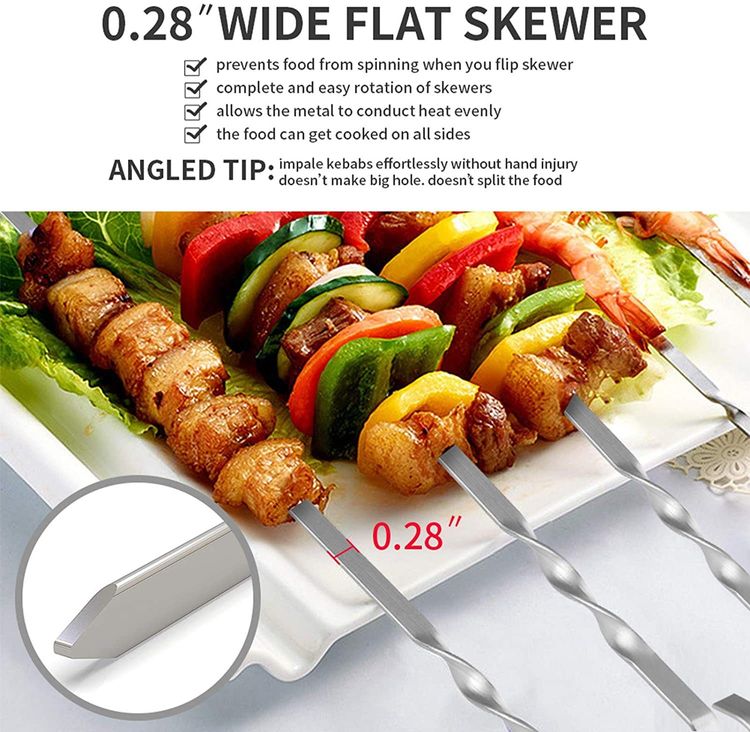 Skanto | Rustfritt Stål BBQ Verktøy Grill Spyd 10 Stykker