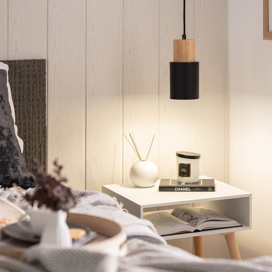 Skanto | Pendellampe Moderne Tre Svart Sylinder Lysarmatur